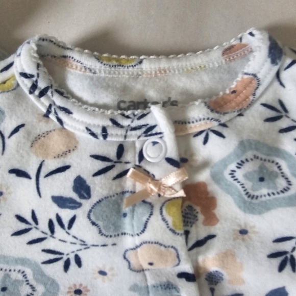 Set of 2 Baby Girl 3-6 M Bodysuits Carters & Cloud Island Green Pink Floral - Picture 4 of 11